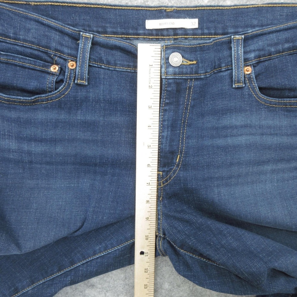 Levis Boyfriend Jeans Womens 32 Blue Dark Wash Stretch Denim Slim Fit Pants - Picture 6 of 12